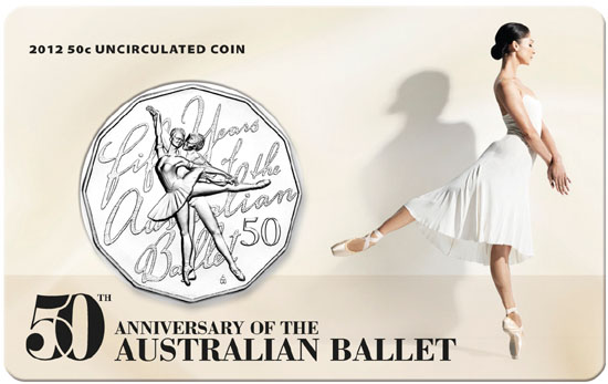 2012 Australia 50 Cents (Ballet) in card